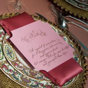 pink table stationery