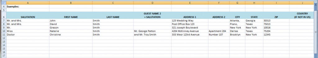 excel wedding guest list