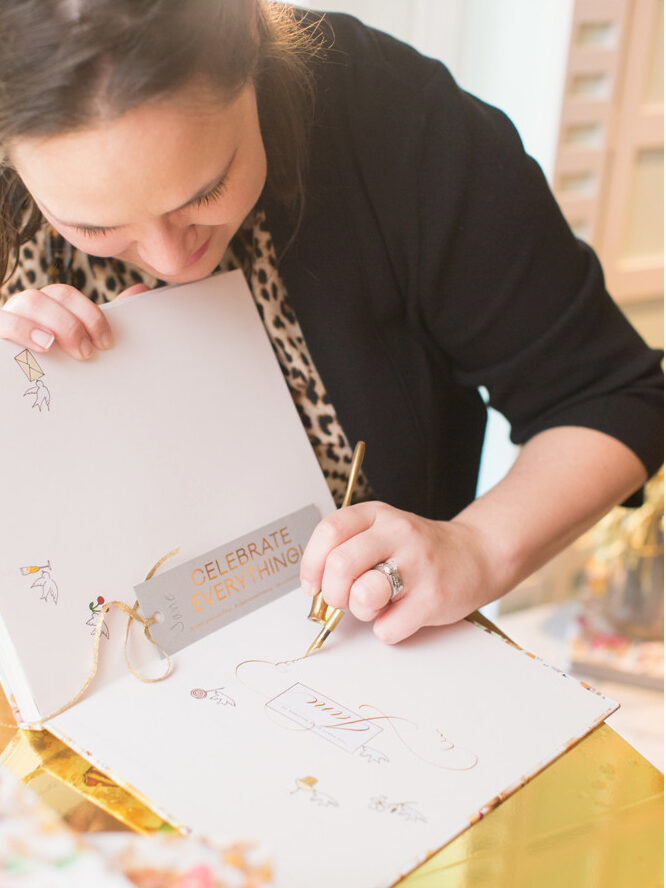 live calligraphy event writing in a book